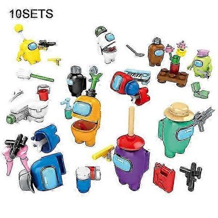 10x DIY spel minifigur byggklossar kit, rymddockor, Among Us.[D]