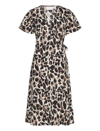 Vilovie S/S Wrap Midi Dress - Noos Dresses Summer Dresses Multi/mønstret Vila*Betinget Tilbud