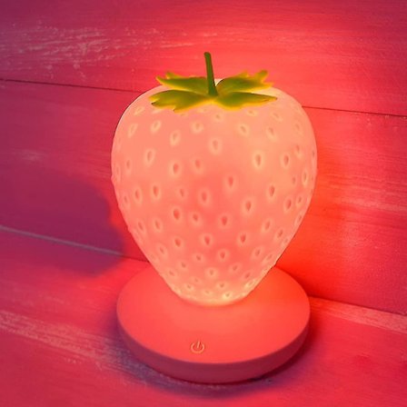 Strawberry Night Light, Söt Silikon Strawberry Lamp, Led Cute Night Light, Sängbordsfärg