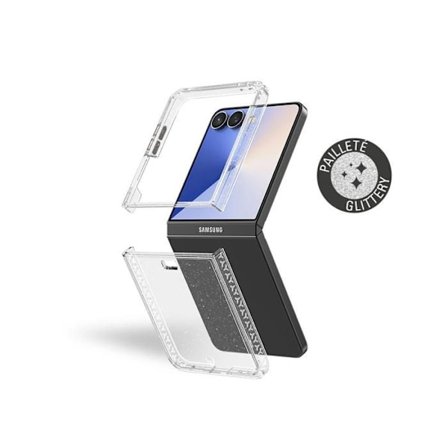 Kuori - Samsung Galaxy Z Flip 7 - Vahvistettu - Läpinäkyvä kiiltävillä paljeteilla - 50% kierrätetty