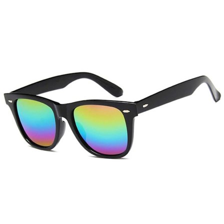 Svarta Wayfarer Solglasögon Multifärgat Spegelglas