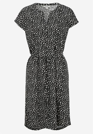 Cellbes of Sweden - Trikåklänning med knytband - svart / mönstrad - för damer - 42/44