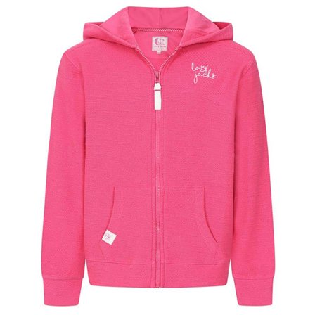 Lazy Jacks Texturerad Hoodie med Hel Dragkedja för Flickor 11-13 År Sorbet