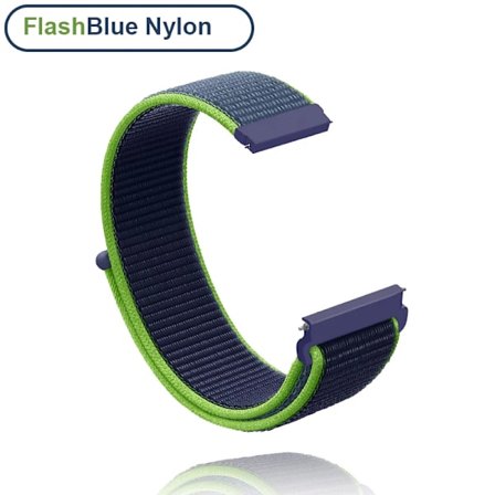 18 mm 20 mm 22 mm metallrem för Garmin Vivoactive 3 4 4s Band Watch Venu 2 2s SQ Forerunner 645 Armband Silikonögla Nylon handled Nylon FlashBlue