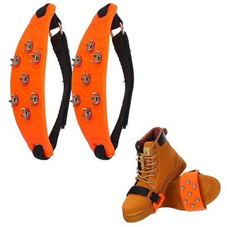 Sklisikre snøsåler 1 par stegjern med 7 tenner med borrelåsfeste Snøsko Skopigger Sklisikre pigger Stegjern Stegjern for fjellstøvler