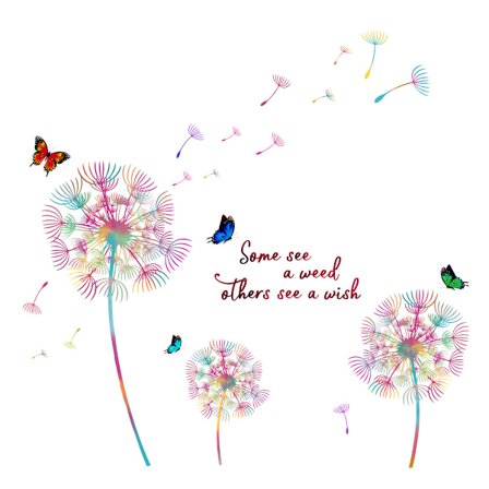 decalmile Fargerike Løvetann Veggklistremerker Veggklistremermer Sitat og