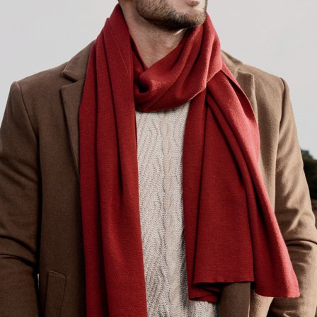 Hiems | Burgundy Recycled Cotton Scarf for Men - Winter Scarves