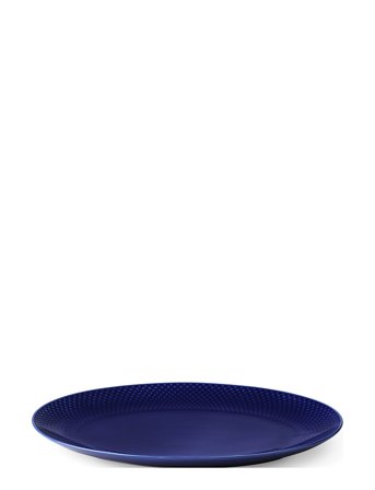 Lyngby Porcelæn | Rhombe Color Ovalt Serveringsfad 35X26.5 Mørk Blå | 35X26.5CM
