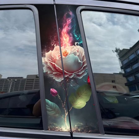 Rosa Bil Senter Stolpe Klistremerke Vinduslist Beskyttende Mot Riper Personlig Kreativ Dekor