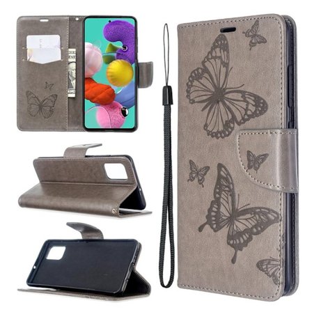 Butterfly Samsung Galaxy A51 etui – Grå