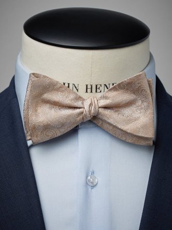 John Henric Men's Champagne Bow Tie Formal Size Self-tied