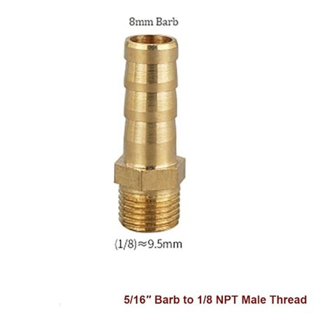 4 kpl Messinkiletku Barb Ilmaletkun liittimet 1/8 NPT UROSKIERRE 1/8