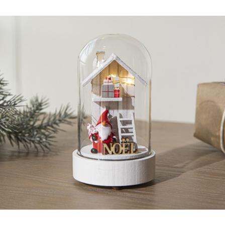 Liten nattlampe med snødekorasjon, juletre, glasshus, julepynt 8