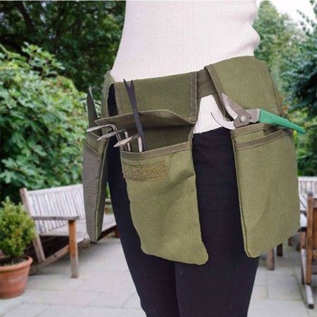 Haveredskaber bæltetaske - Hængende lærreds bæltetaske med 4 lommer