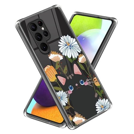 Deco Samsung Galaxy S23 Ultra Suojakotelo - Flower / Kissa