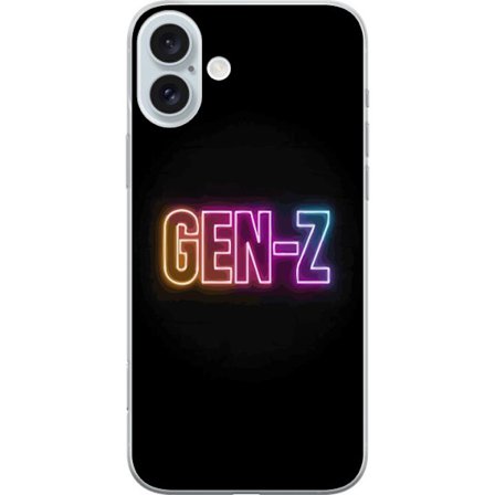 Yhteensopiva Puhelinkuori Apple Apple iPhone 16 Plus Neontext Gen Z värikkäässä valossa tummaa taustaa vasten modernissa digitaalisessa tyyliissä