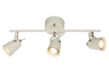 Aneta Lighting METZ takspot 3-lys rett, hvit/stål, RAL9003, 3xGU10