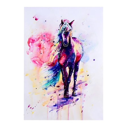 Akvarell Hest Dyrkunst Oljemaleri Lerret Veggbilde Hjeminnredning 40*57cm