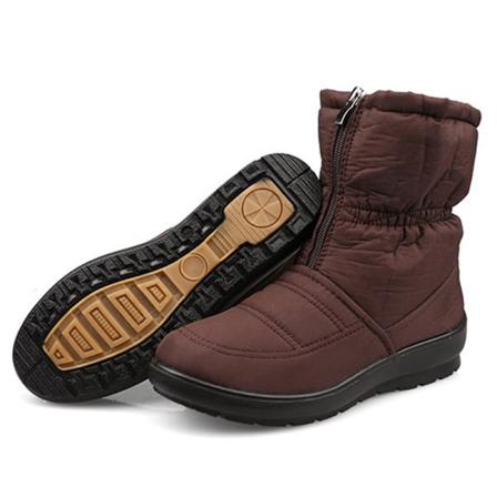 Dam Plyschfodrade Vinterskor Rund Tå Front Zip Snow Boots