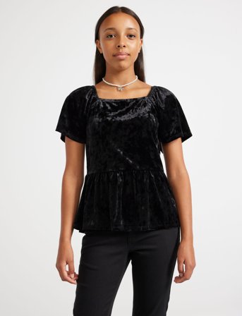 Lindex Trousers Denim Freja Black Fla - Black - 128