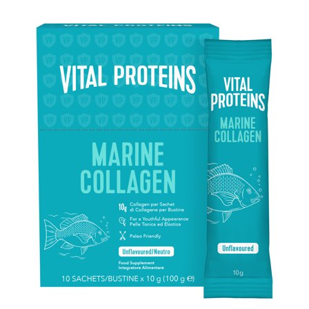 Vital Proteins Integratori Alimentari Marine Collagen in Bustina 10x10g - Integratore Corpo e Detox