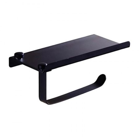 304 Rostfritt Stål Väggmonterad Toalettpappershållare Svart Mobil