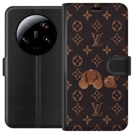 Yhteensopiva Lompakkokotelo Xiaomi Xiaomi 13 Ultra Ylellinen monogrammikuvio rikkinäisellä nalletaustalla pimeässä muotiestetiikassa