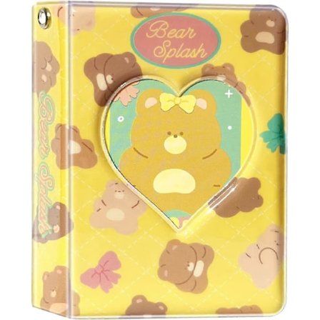 3 Tums Mini Fotoalbum, Fotocardshållare, Hjärtformad Fotocardsmapp för Fujifilm Instax Kamera 40 Fack (Gul)