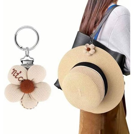 Hatteclips til Rejser på Taske Bomuldsblomst Solhat Opbevaringsholder til Ophængning Hvid