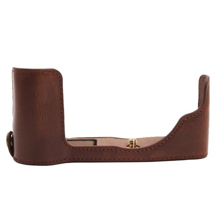 Olympus PEN E-P7 nahkasuojus, jossa on akkuaukko - Kahvi