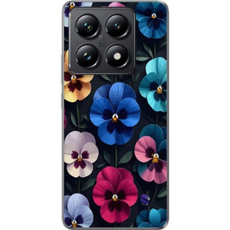 Kompatibelt Mobildeksel til Xiaomi 14T Dekorativt blomstermønster med fargerike pensélignende blomster og mørk elegant bakgrunn