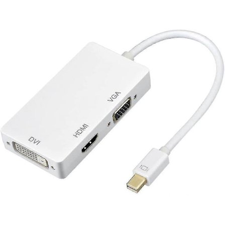 3-i-1 Thunderbolt-port Mini Displayport för HDMI DVI VGA-adapter Vit