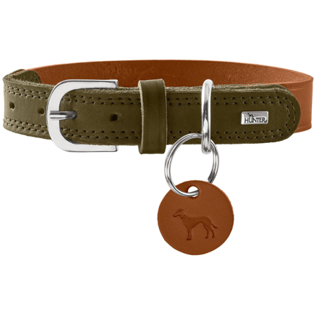 HUNTER Collar Lemvig 45/S Leather Cognac/Olive Green