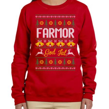 Farmor Jultröja - Christmas Jumper Stil Röd Sweatshirt M