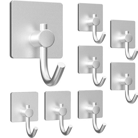 8 stk Selvklæbende kroge Vægkroge SØLV