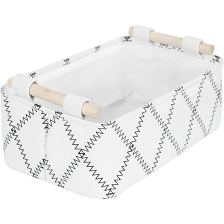 Liten kurv, lekekorg, oppbevaringsboks, dekorativ kurv til gave, tom med trehåndtak, hvit kurv som badehåndklekurv, toalettkurv