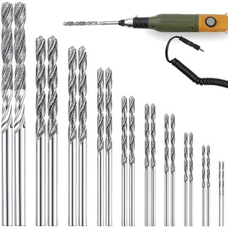 20 stk. Diamantbor-sæt Twist Diamant Tip Bor-sæt Heavy Duty Mini Diamantbor-sæt til glas, fliser og smykker
