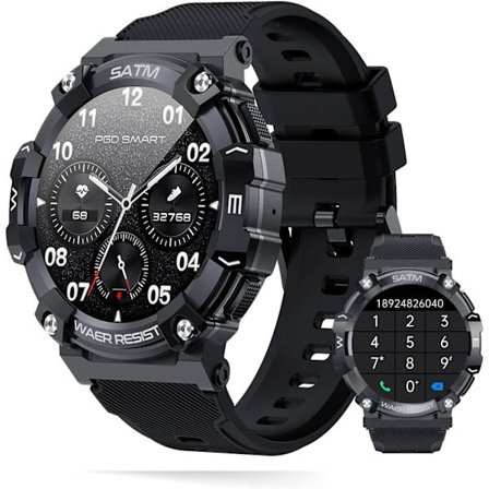 2025 Seneste Model 1.39" Militært Smartwatch til Mænd Kvinder med Telefonopkald, 5ATM IP68 Vandtæt, Fitness Tracker til Android iOS Telefoner, (B