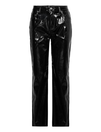 Vmkithy Hr Loose Str Glossy Pl Pant Trousers Leather Leggings/Bukser Svart Vero Moda