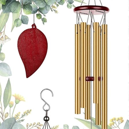 Woodstock Utomhus Vindspel Litet Utomhus Vindspel Med 6 Metallrör Och Krok (guld)