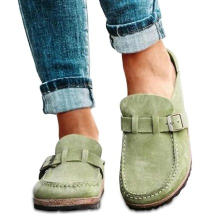 Dam Casual Bekväma Clogs Mocka Slip On Sandaler Sommar Hem Kontor Skor_happyshop
