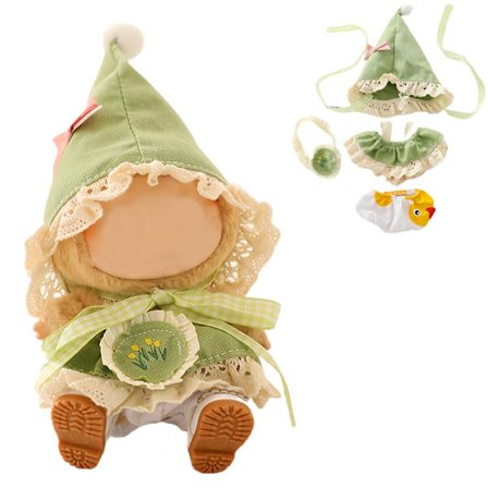 Lububu-nuken vaatteet, 2-osainen asusetti 17 cm pehmonukeille, vihreä Ropa para La-Booboo -tarvikkeet