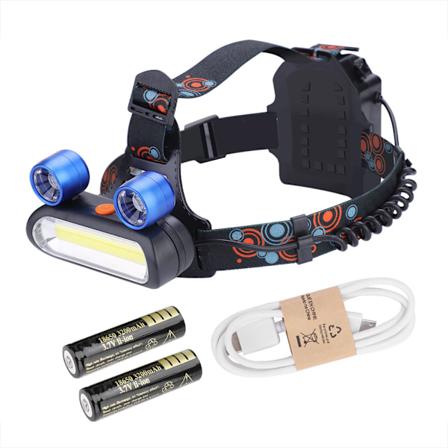 150 000LM 2*LED COB Ladattava 2*18650 P lamppu P USB Valo Taskulamppu (Sininen)