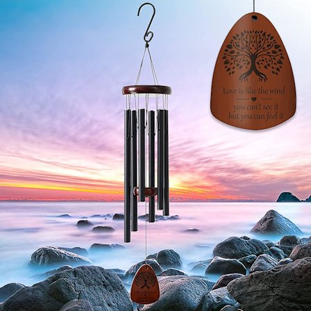 Minnesvindspel för utomhusbruk, sympati-vindspel för förlust av nära och kära, vindspel med djup ton för utomhusbruk, 32 tum stora metallspel, Bereav