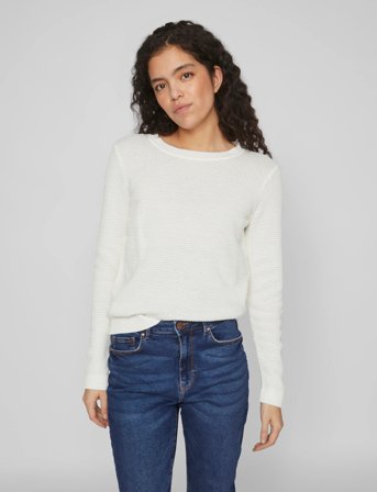 Vila Vidalo O-Neck L/S Knit Top- Noos - White - L