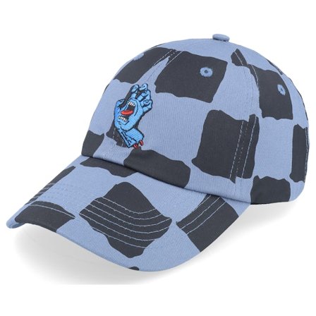 Santa Cruz - Blu unconstructed Cappellino - Screaming Mini Hand Dusty Blue Check Dad Cap @ Hatstore