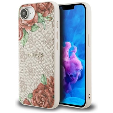 Guess 4G MagSafe iPhone 16e-etui med blomstertrykk - rosa