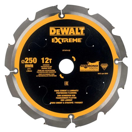 Dewalt DT1474-QZ Diamantklinge 250 x 30 mm, 12T, Maskintilbehør & forbruk