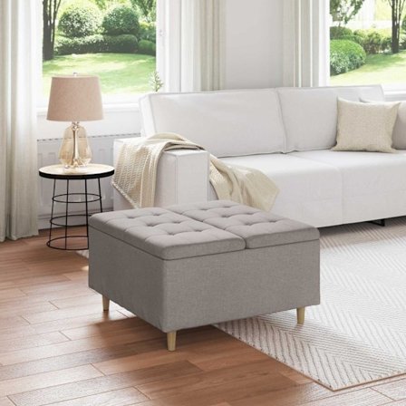 Förvaringspall med kudde Taupe 80 x 80 x 45 cm tyg