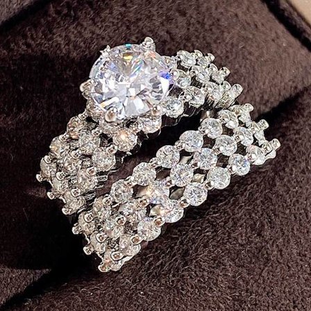 Set fyrkantiga zirkonringar 8